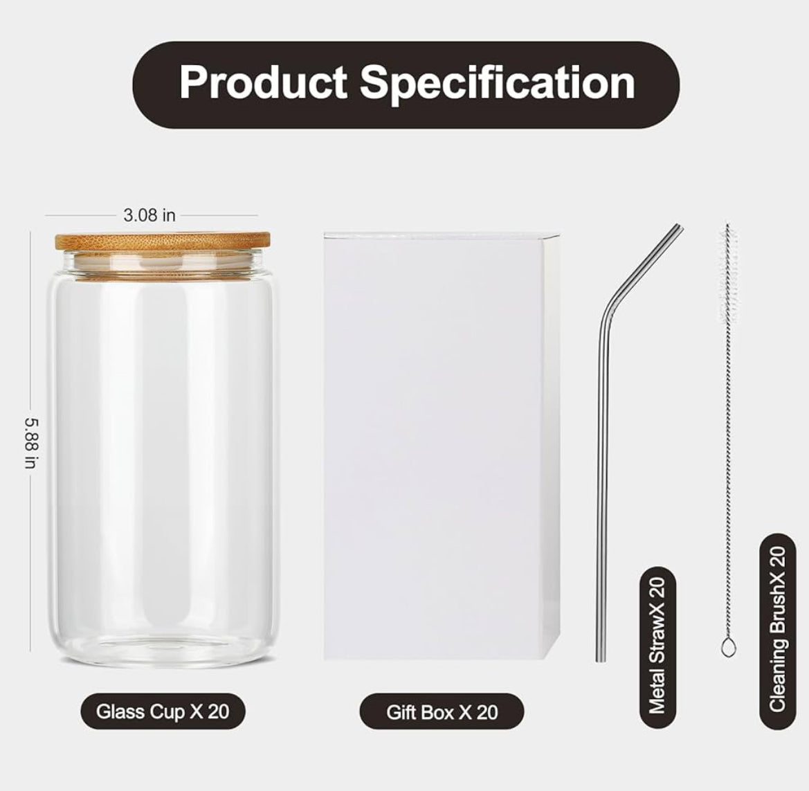 16oz glass soda can cup